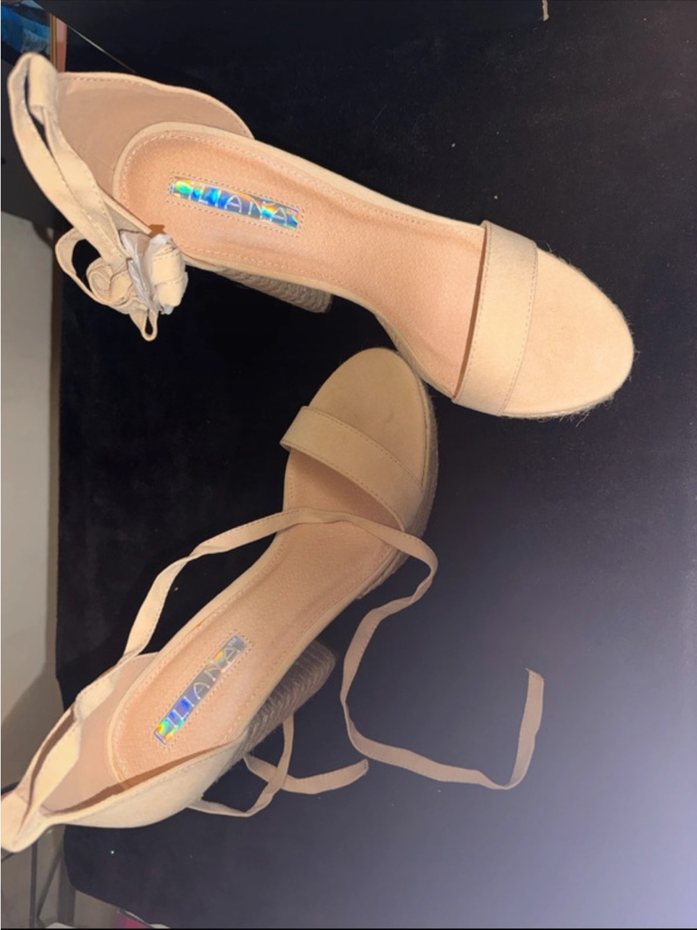Lace-Up Espadrille Sandals in Beige - Women